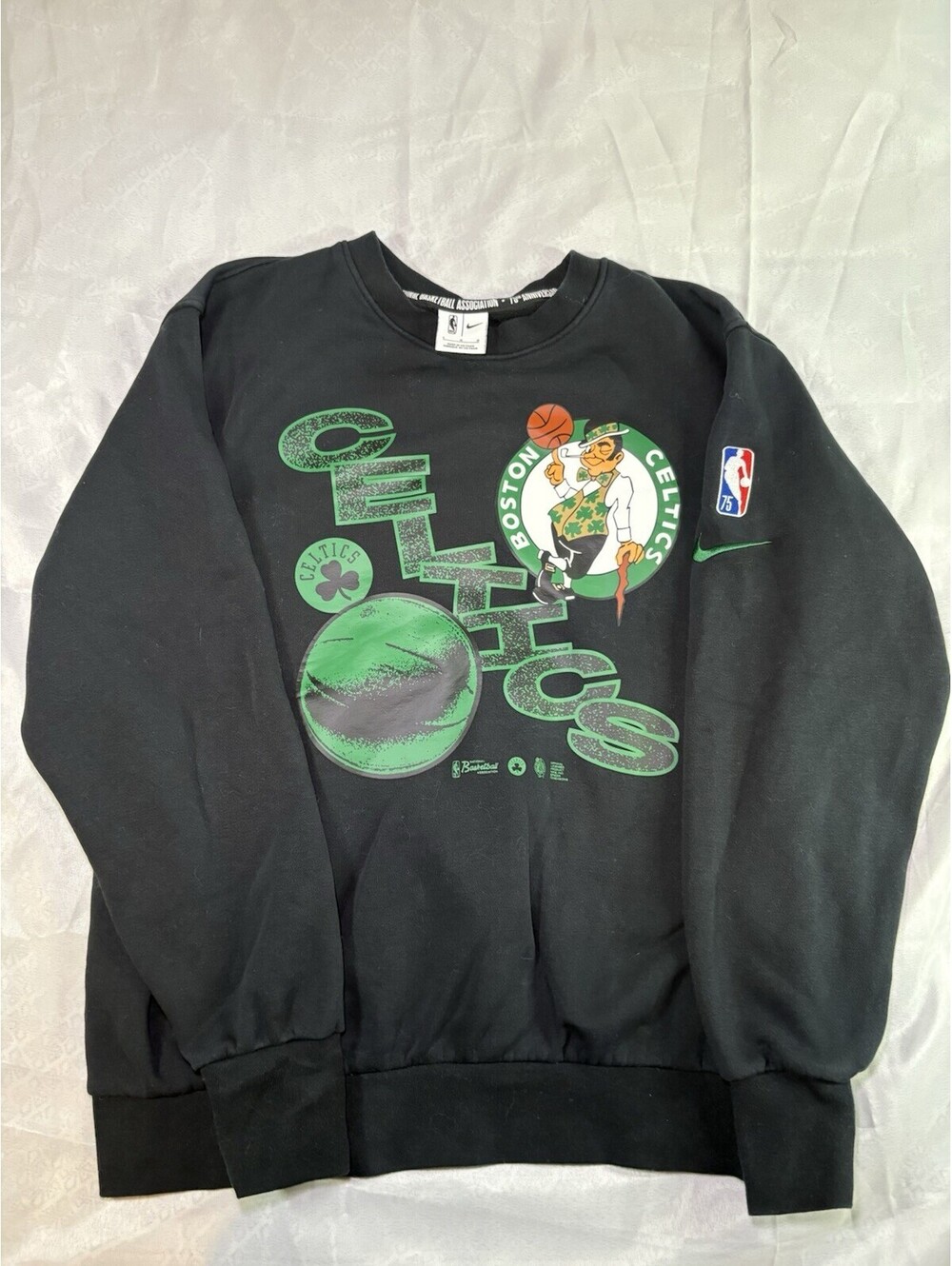 Nike Boston Celtics NBA 75th Anniversary Crewneck Sweatshirt Black/Green L